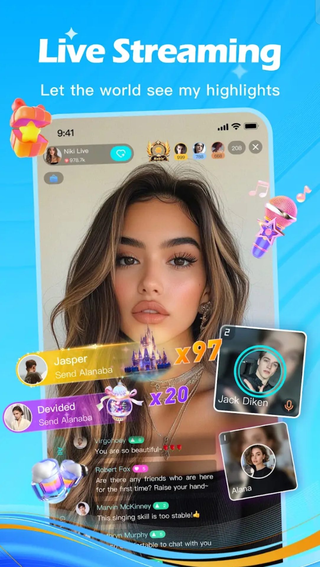 Niki Live host streaming with gifts
